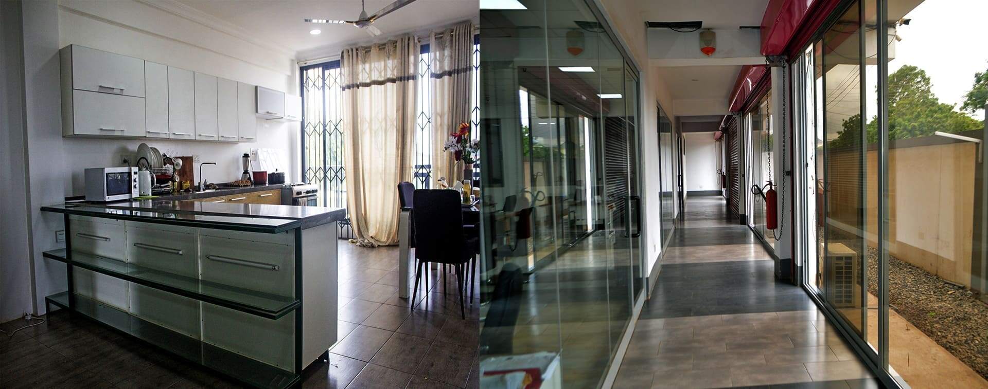 building-finishes - sliding doors, glass windows and kitchen cabinets images